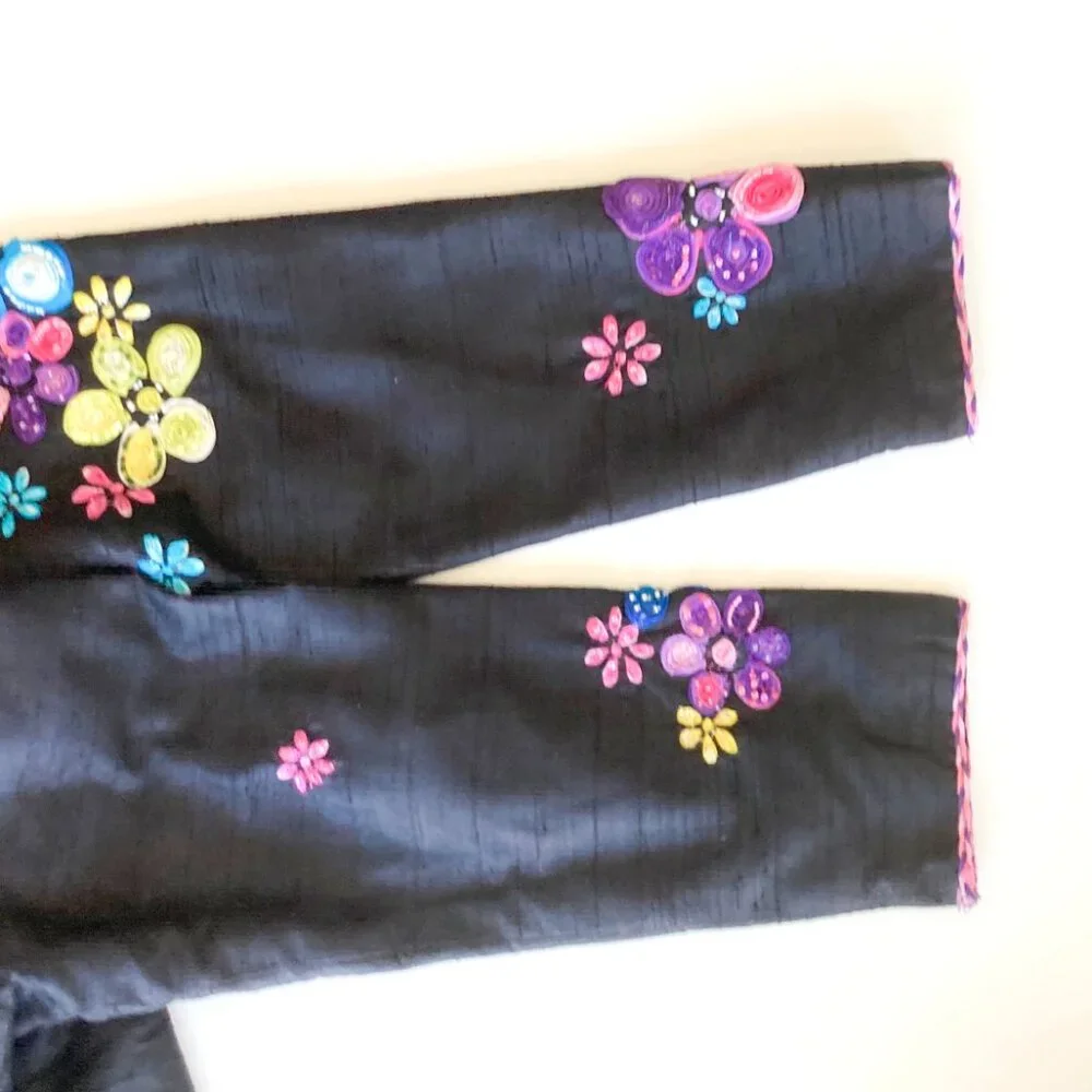 Anage Silk Jacket with Floral Embellishments - Picture 7 of 9